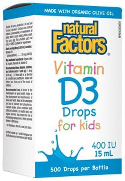 Natural Factors Vitamin D3 Drops For Kids 400 Iu